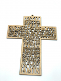 Cruce de peret,rugaciune in relief 3D,in forma crucii,cu chenar,31x25,stejar
